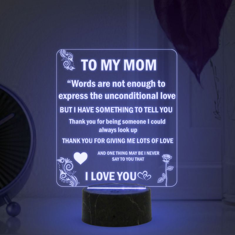 To My Mom Engraved English Quote Led Night Lamp with Multicolor Color Birthday Gifts for Mom